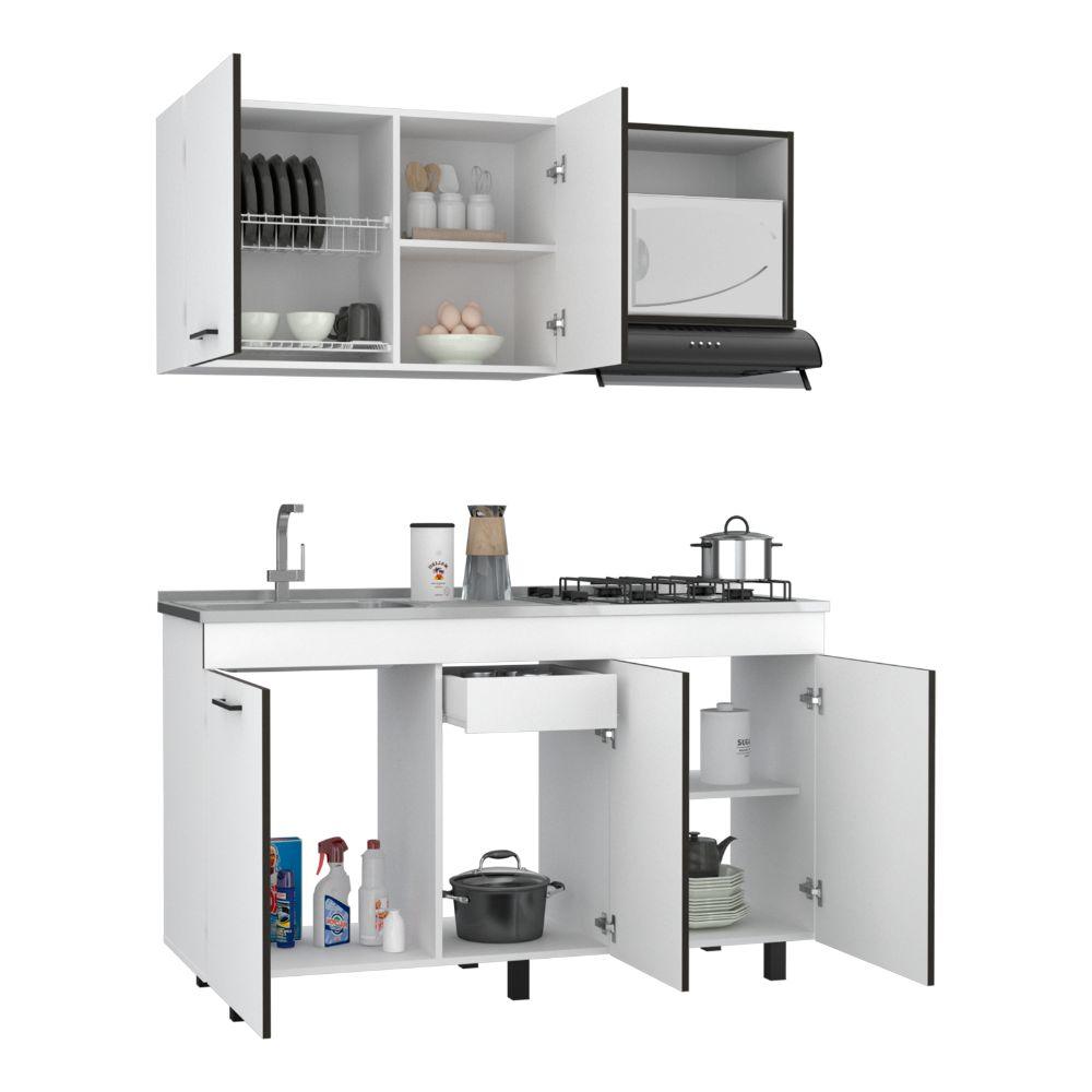 COCINA INTEGRAL DENEB, BLANCO Y WENGUE, INCLUYE MESÓN IZQUIERDO