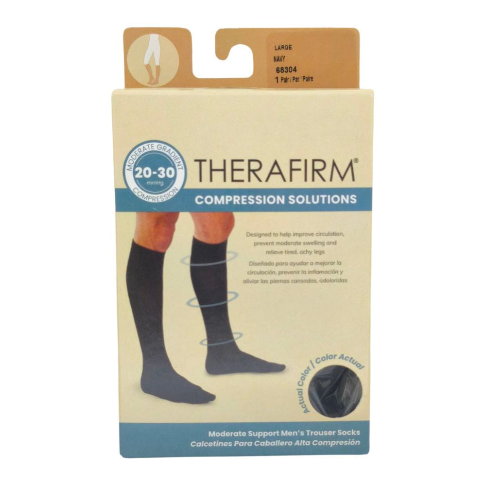 THERAFIRM MEDIAS COMPRESIÓN HOMBRE 20-30MMHG LARGE NAVY 68304 X 1PAR