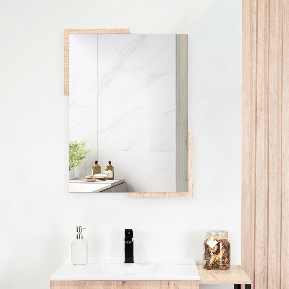 ESPEJO RECTANGULAR ALESKA, COLOR MADERA CLARA