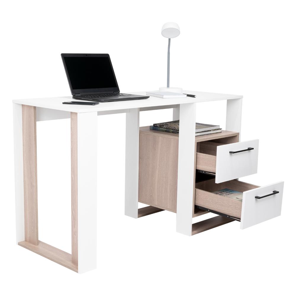 ESCRITORIO ACREP, BLANCO DUQUEZA Y BARDOLINO, CON DOS CAJONES PARA UBICAR OBJETOS ZF