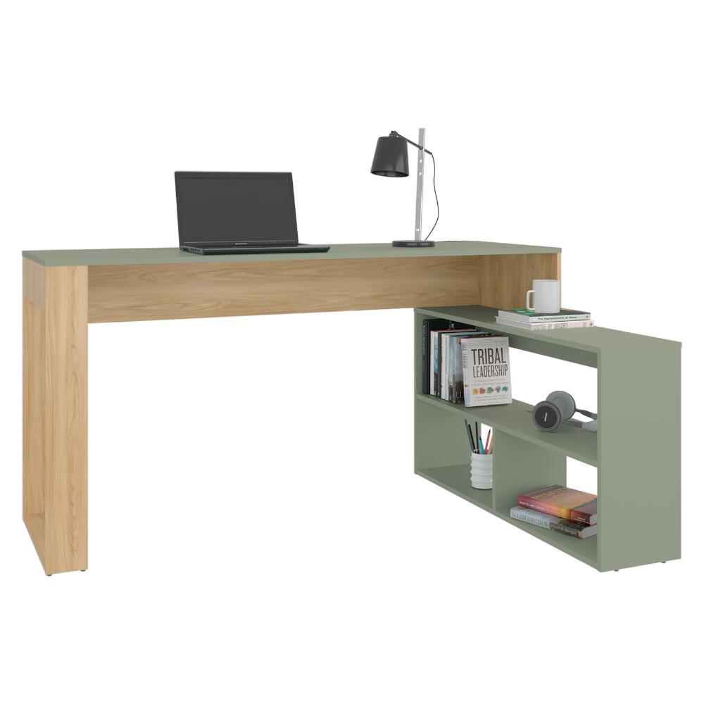 ESCRITORIO EN L MARTINA, FRESNO EUROPEO Y AGAVE, CON AMPLIO ESPACIO DE TRABAJO