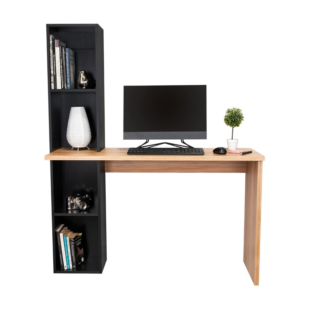 ESCRITORIO BIBLIOTECA ASTON, FRESNO EUROPEO Y WENGUE, CON ESPACIO PARA GUARDAR OBJETOS