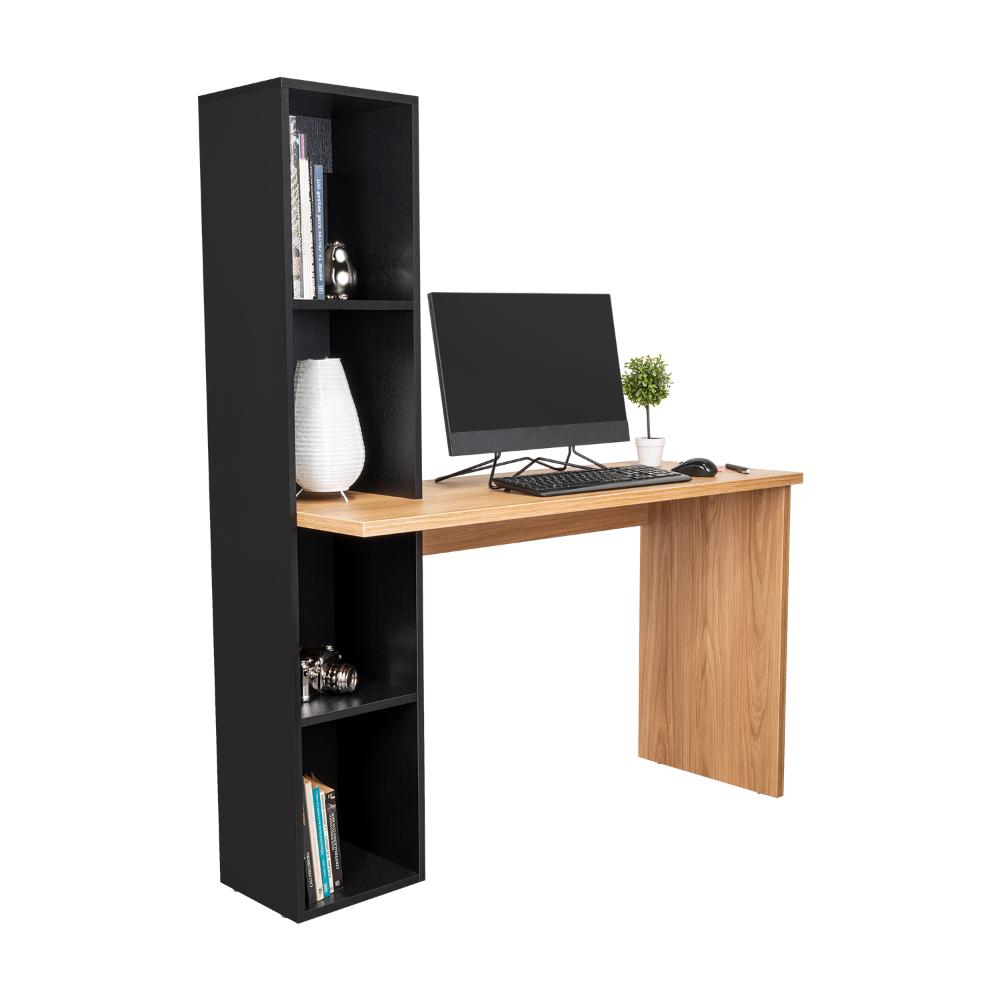 ESCRITORIO BIBLIOTECA ASTON, FRESNO EUROPEO Y WENGUE, CON ESPACIO PARA GUARDAR OBJETOS