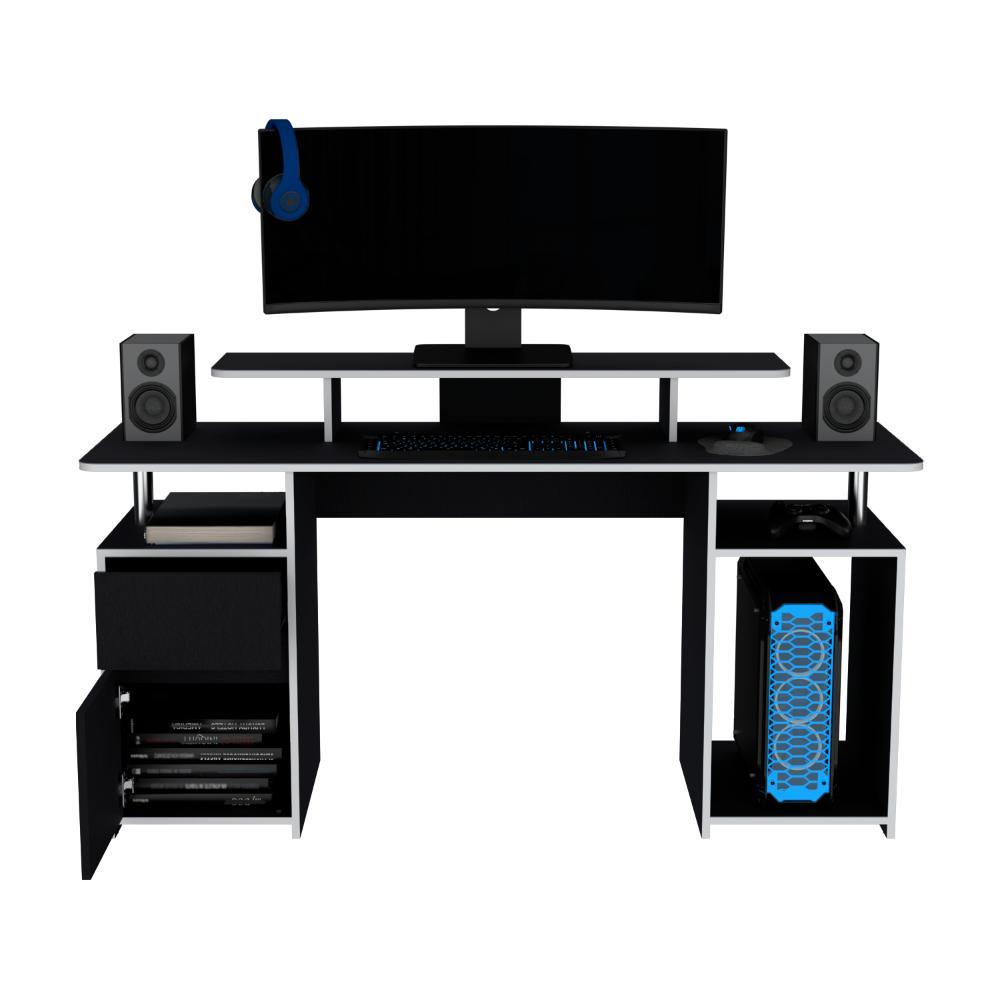 ESCRITORIO GAMER TROLLINO, WENGUE Y BLANCO