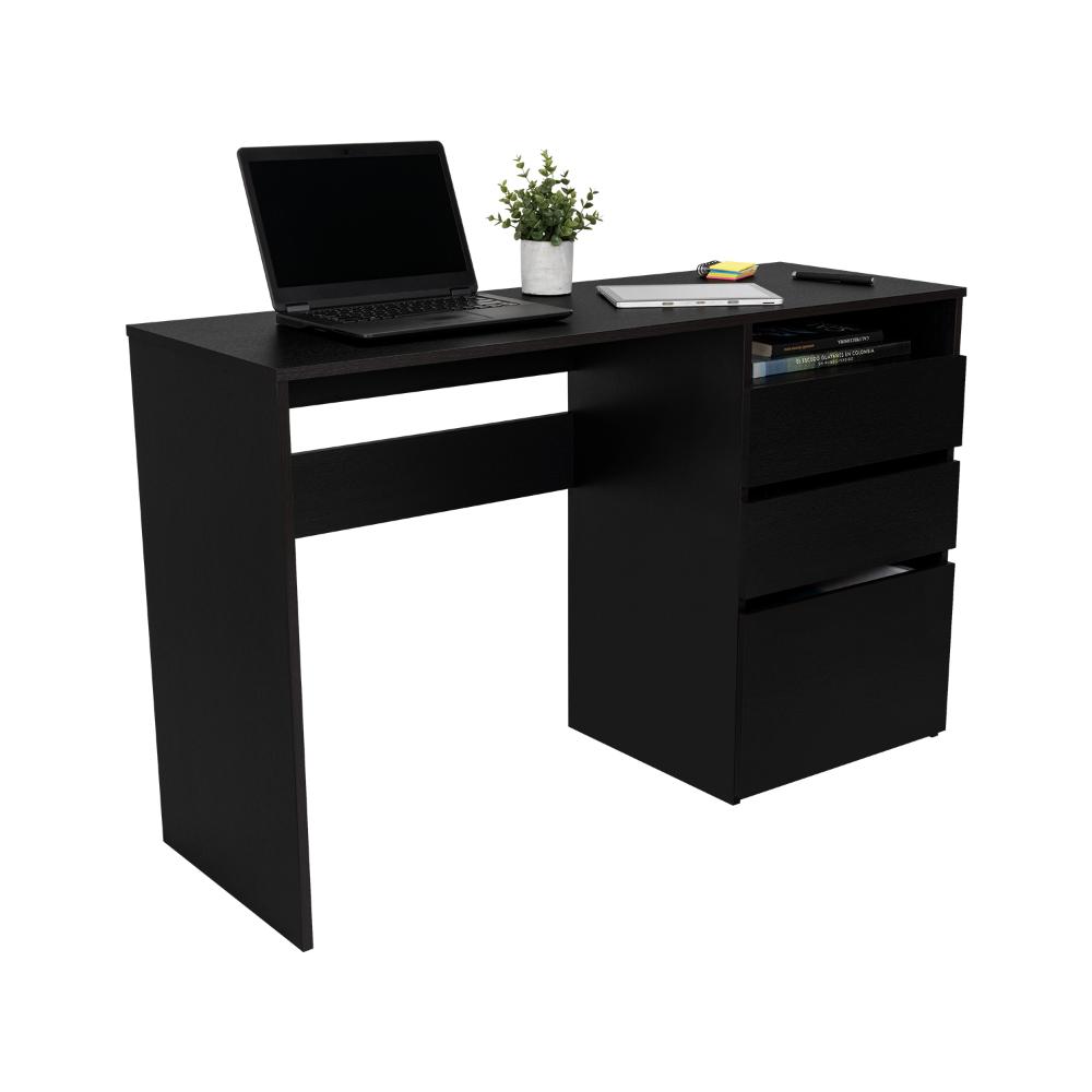 ESCRITORIO VENUS, WENGUE, CON DOS CAJONES MULTIUSOS Y UN CAJÓN ARCHIVADOR ADICIONAL