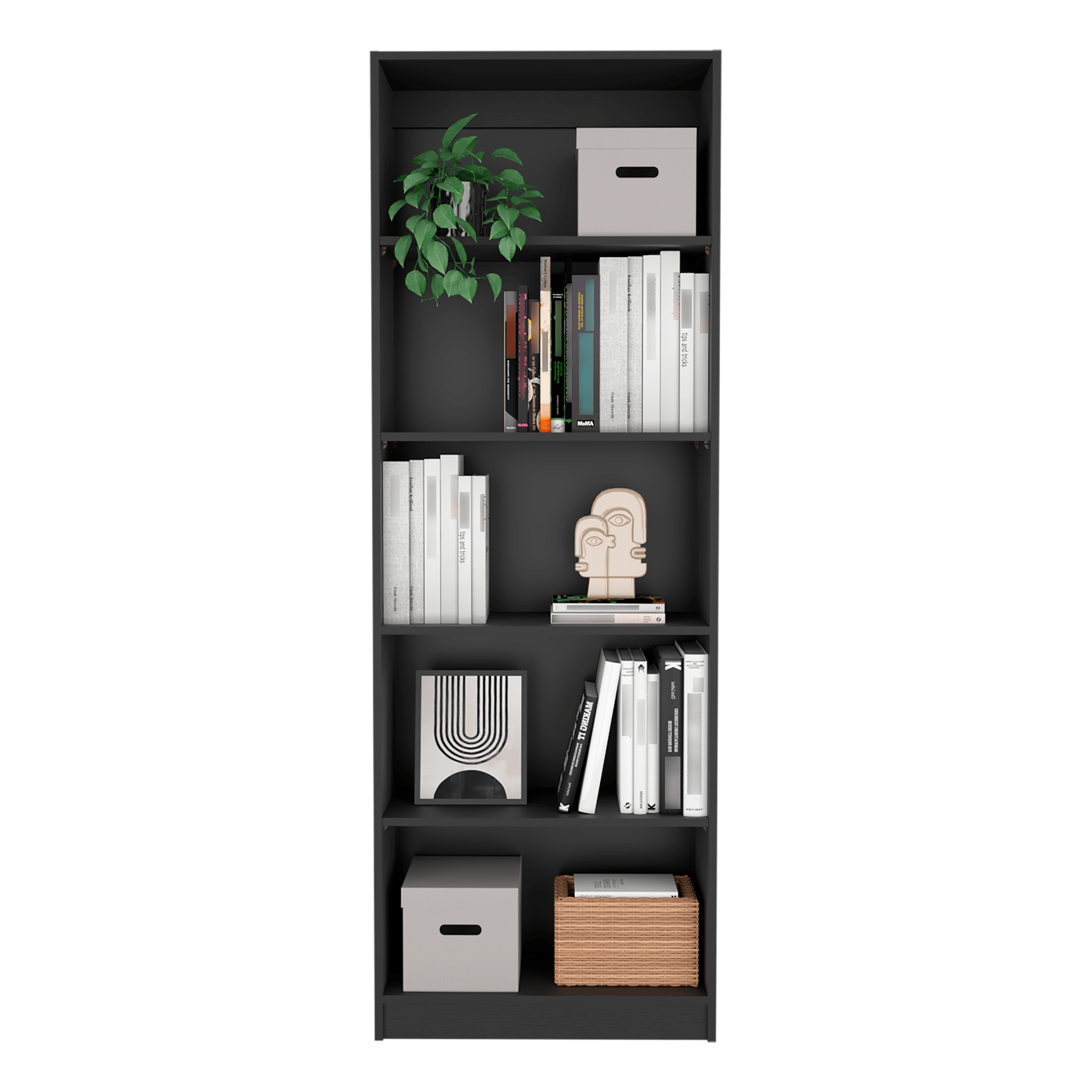 BIBLIOTECA HOME, WENGUE, CON CINCO ENTREPAÑOS
