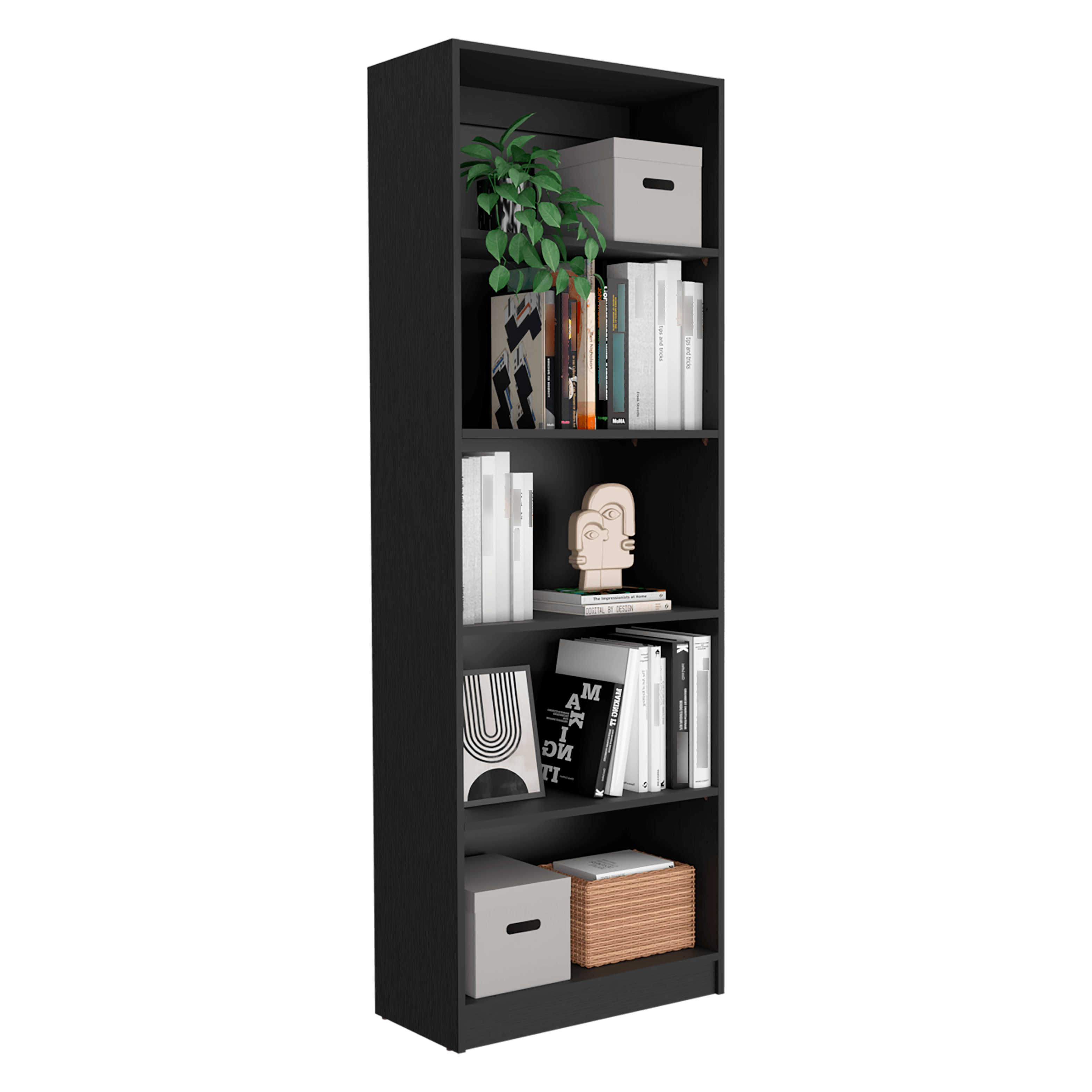 BIBLIOTECA HOME, WENGUE, CON CINCO ENTREPAÑOS