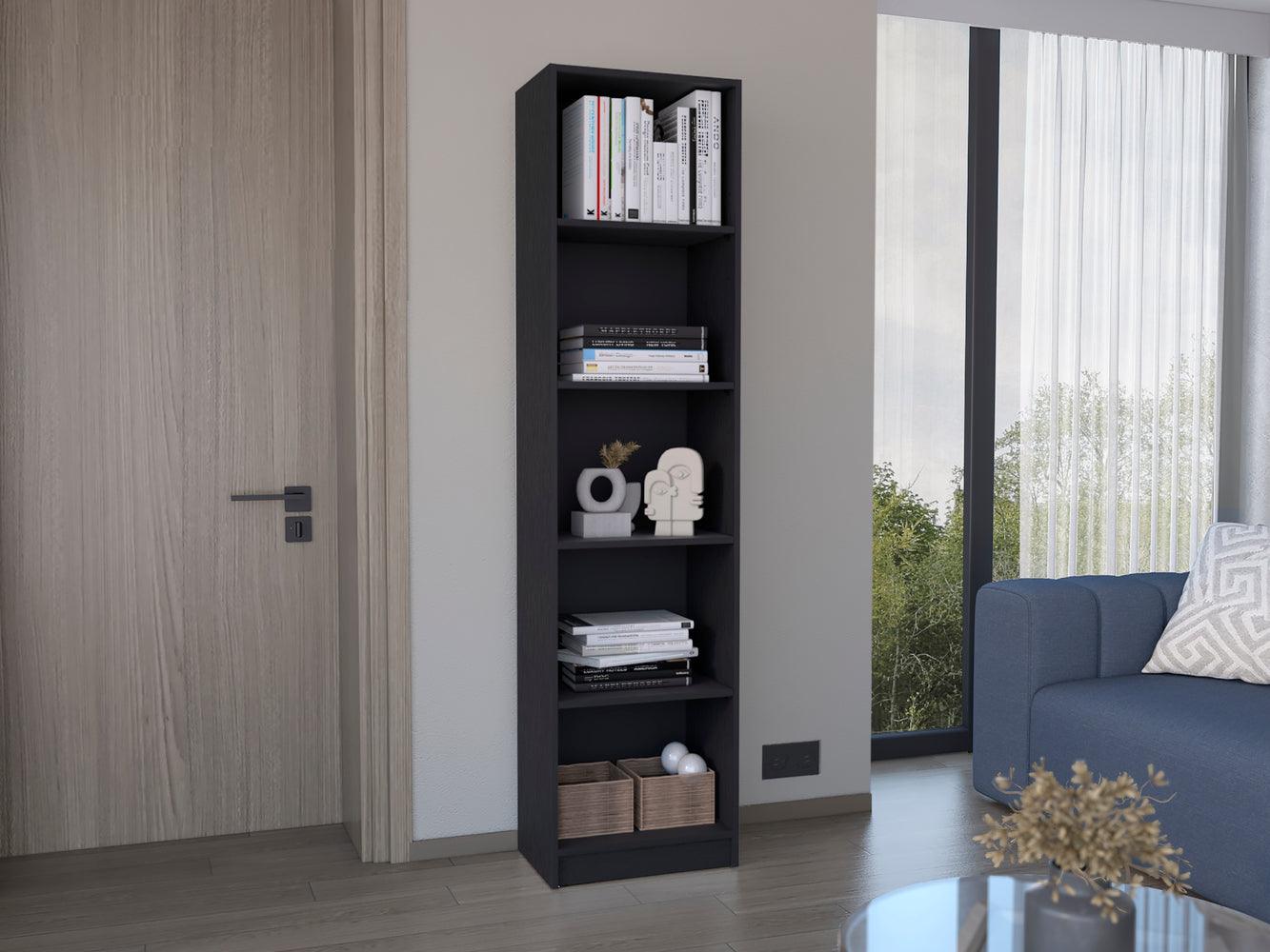 BIBLIOTECA HOME ECO, WENGUE, CON CINCO ENTREPAÑOS