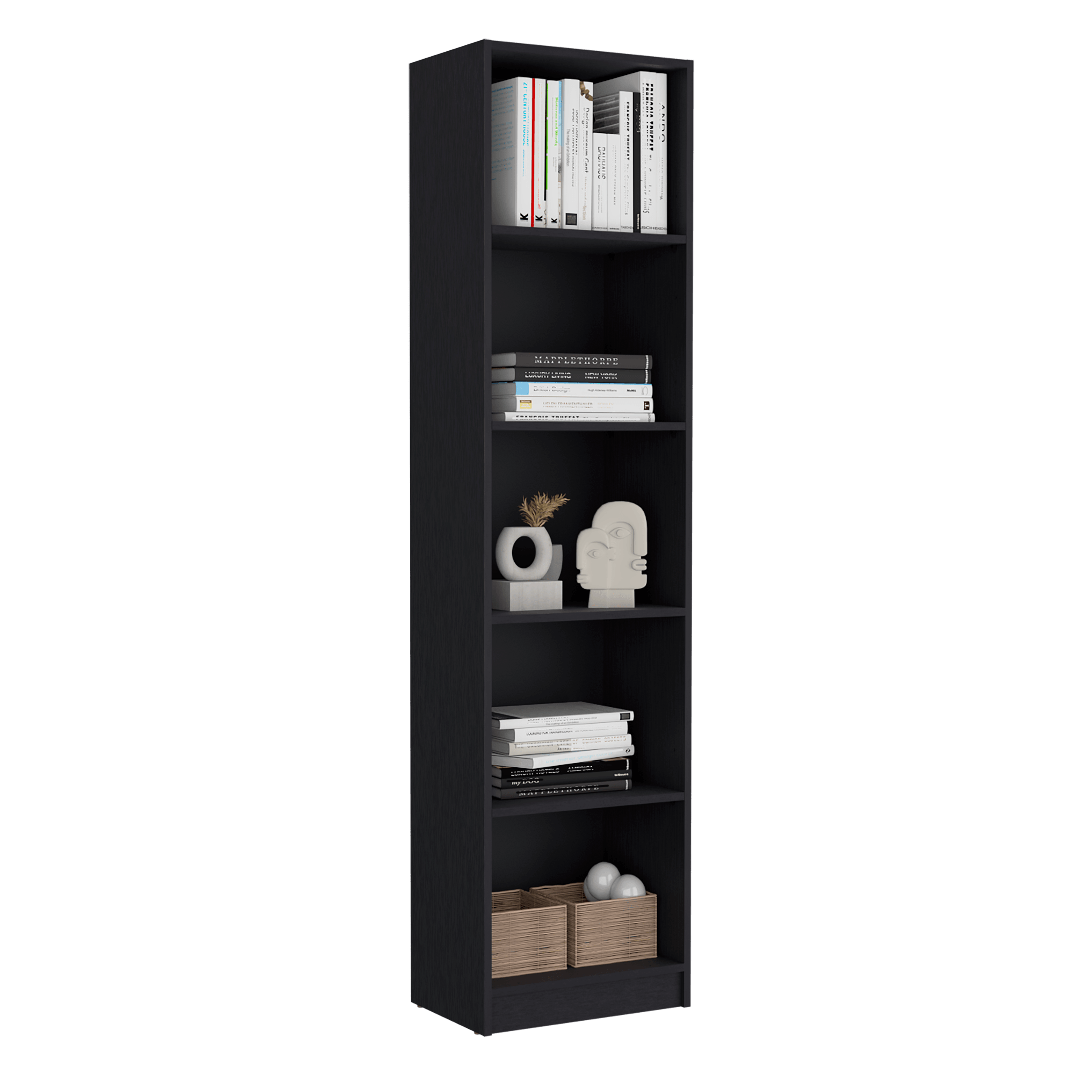 BIBLIOTECA HOME ECO, WENGUE, CON CINCO ENTREPAÑOS