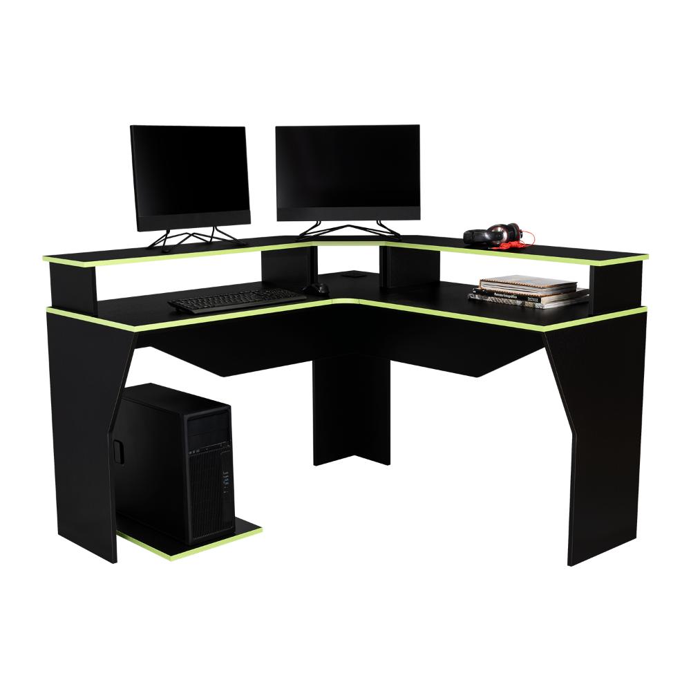 COMBO PARA OFICINA VITORINO, VERDE Y NEGRO, INCLUYE SILLA Y ESCRITORIO GAMER