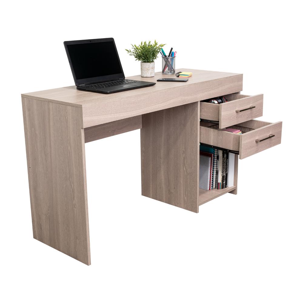 ESCRITORIO HAZEL, BARDOLINO, CON UN ENTREPAÑO Y DOS CAJONES