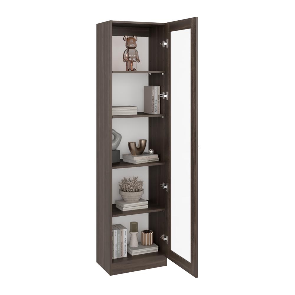Biblioteca Home Eco Con Puerta En Vidrio, Milán y Blanco, con Cinco Entrepaños ZF