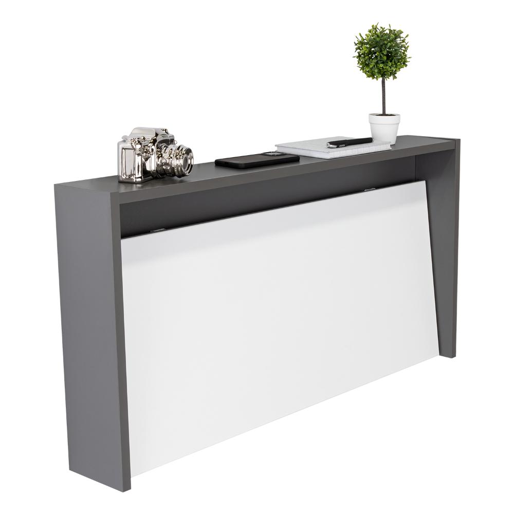 ESCRITORIO COLGANTE FRELLO, PLATA OSCURO Y BLANCO, CON ESPACIO PARA ARTÍCULOS DE ESTUDIO