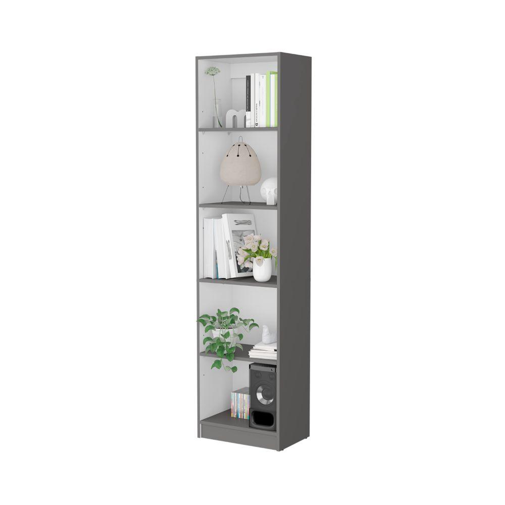 BIBLIOTECA HOME, PLATA OSCURO, CON CINCO ENTREPAÑOS ZF
