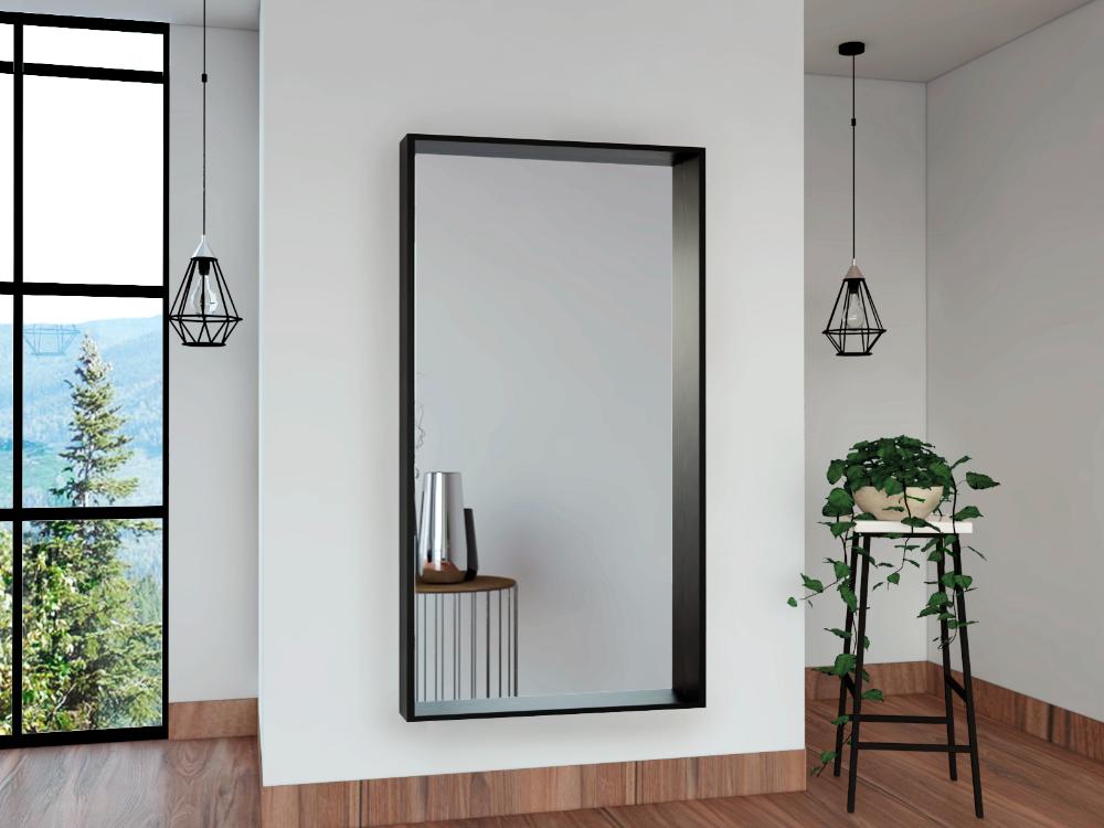 ESPEJO RECTANGULAR TRENTO, CON MARCO EN MADERA