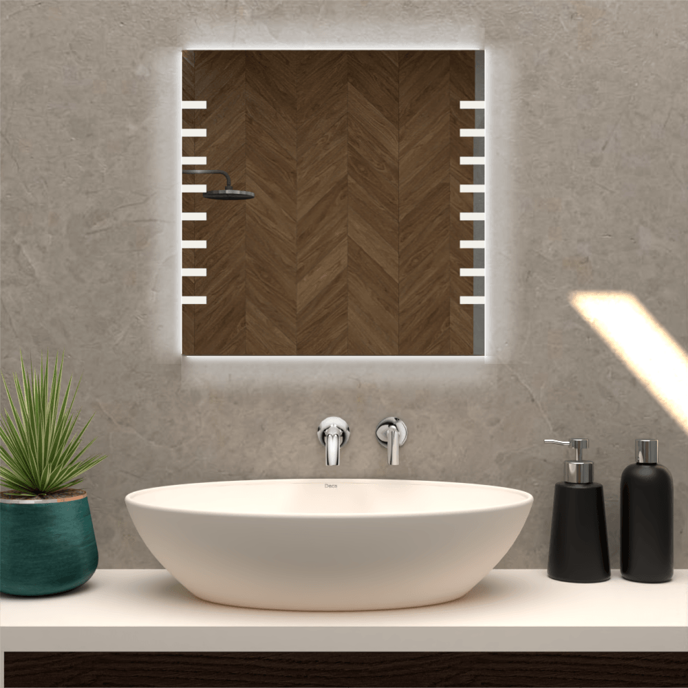 ESPEJO CUADRADO CAIRO, GRIS, CON LUZ LED