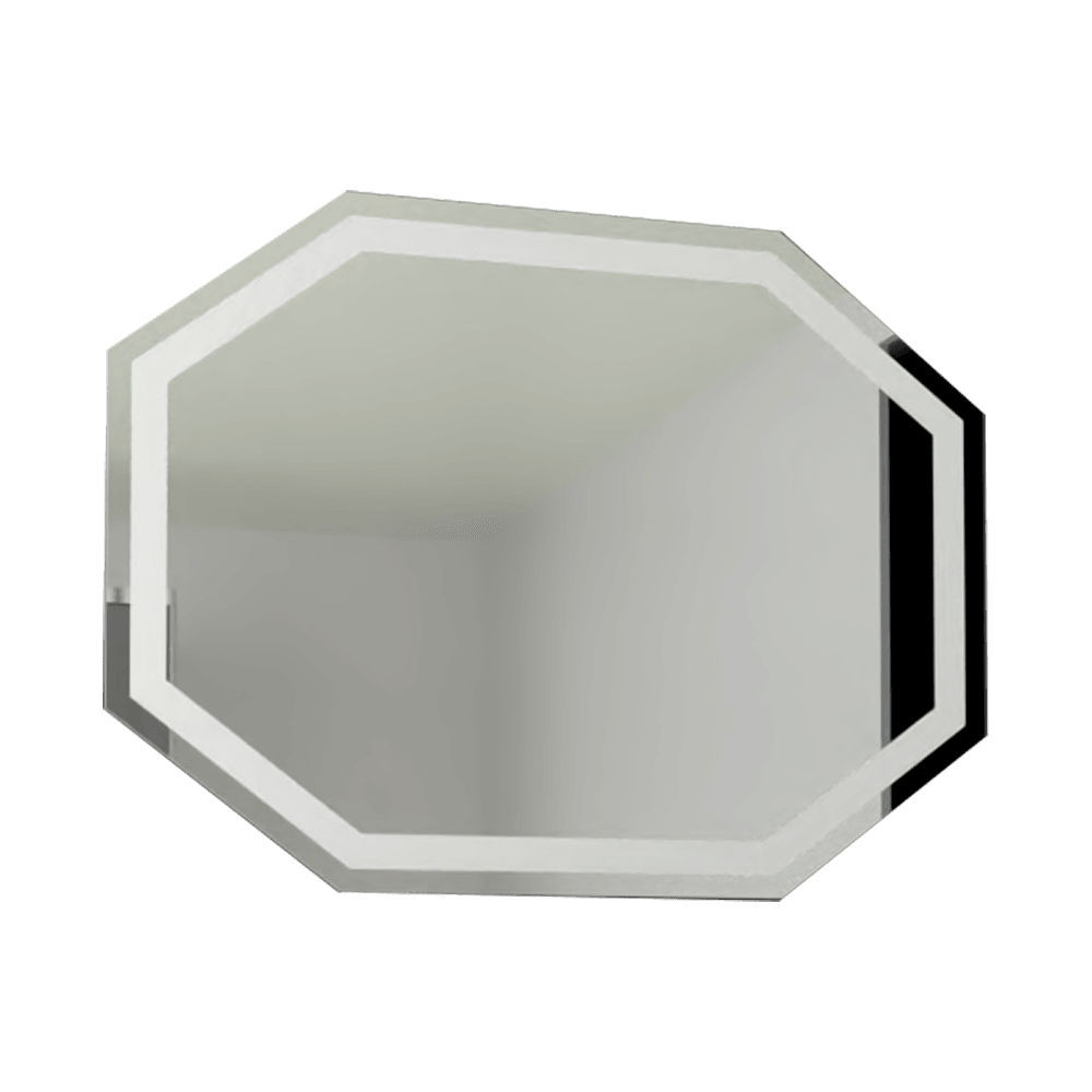 ESPEJO HEXAGONAL MIZU, GRIS, CON LUZ LED