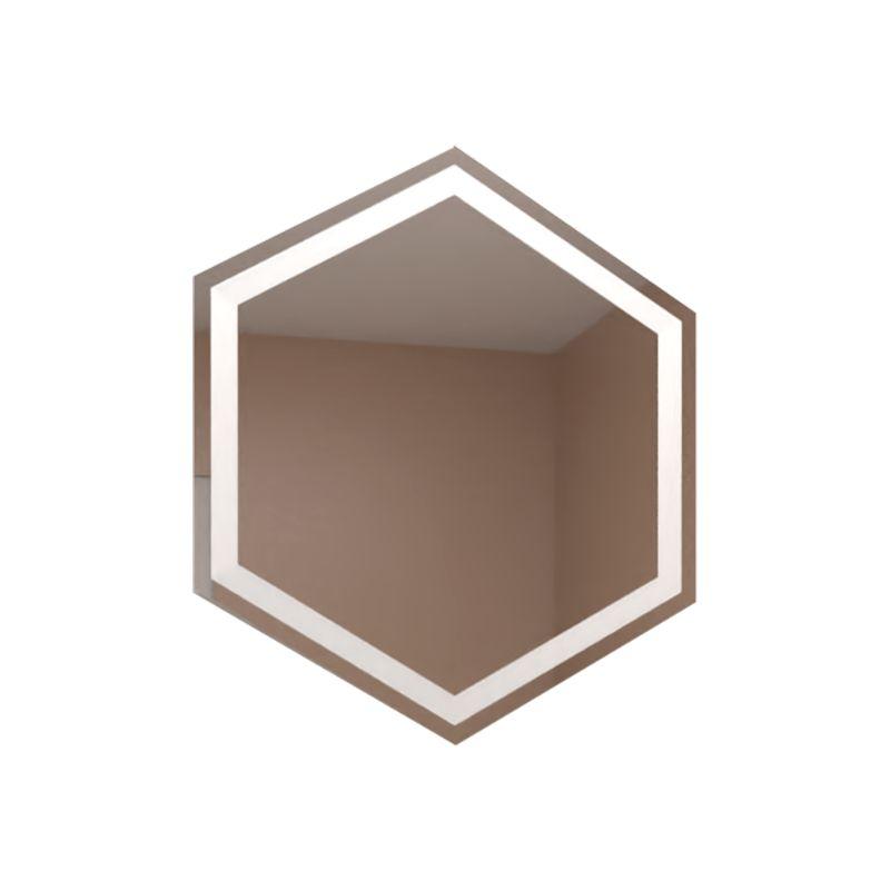 ESPEJO HEXAGONAL WOLF, GRIS, CON LUZ LED