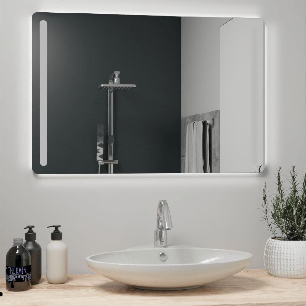 ESPEJO RECTANGULAR BRONI, GRIS, CON LUZ LED
