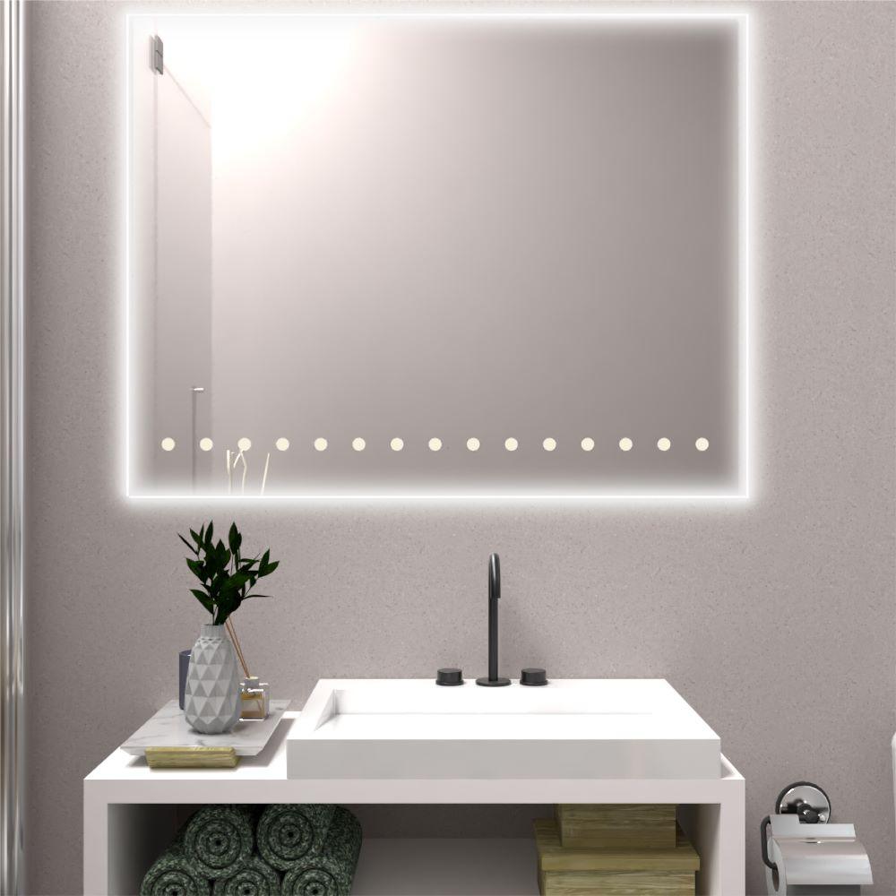 ESPEJO RECTANGULAR OSIRIS, GRIS, CON LUZ LED