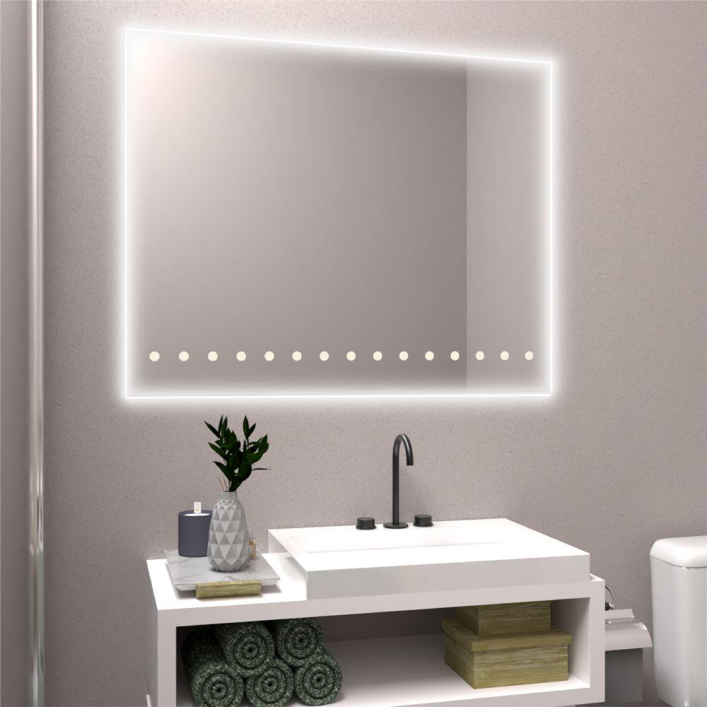 ESPEJO RECTANGULAR OSIRIS, GRIS, CON LUZ LED