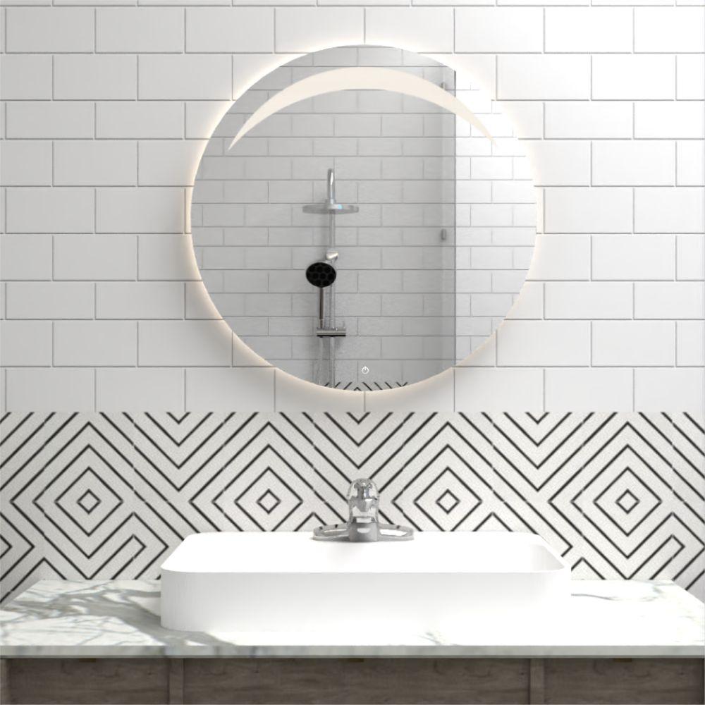 ESPEJO CIRCULAR BOMBAY, GRIS, CON LUZ LED