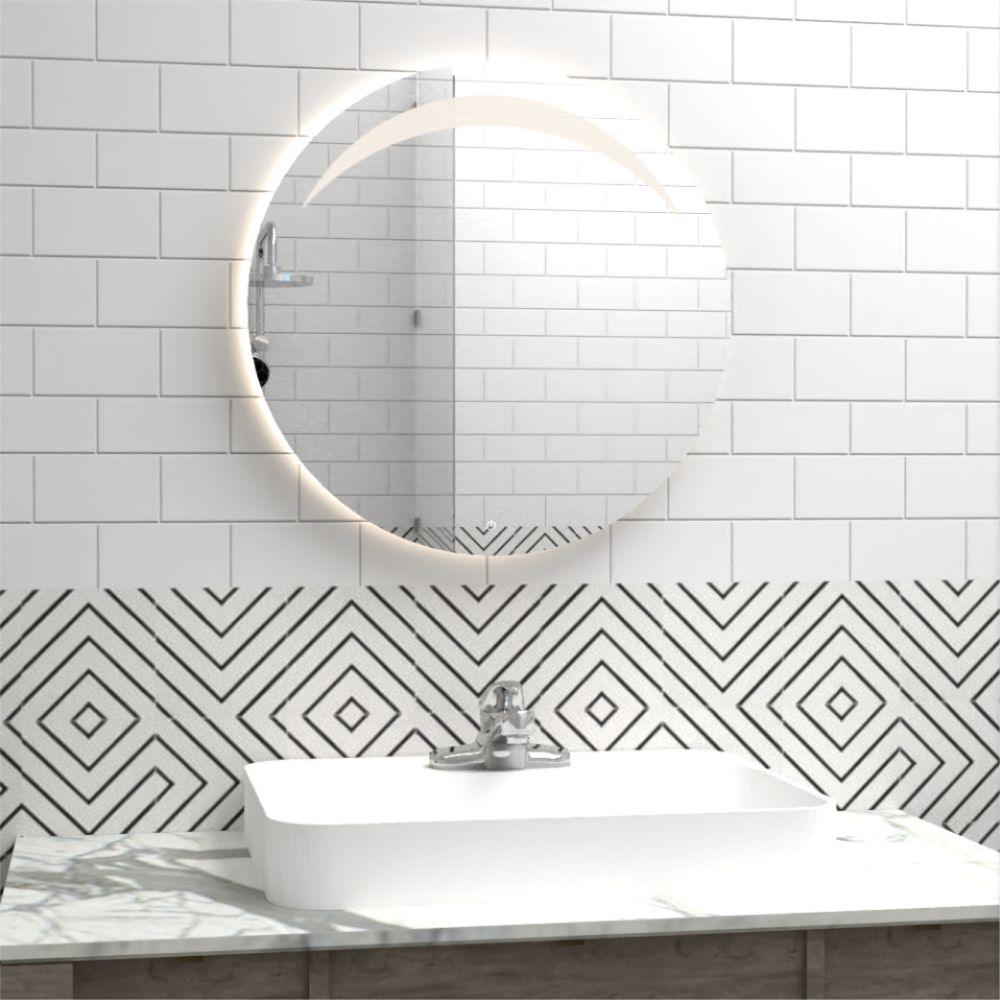 ESPEJO CIRCULAR BOMBAY, GRIS, CON LUZ LED