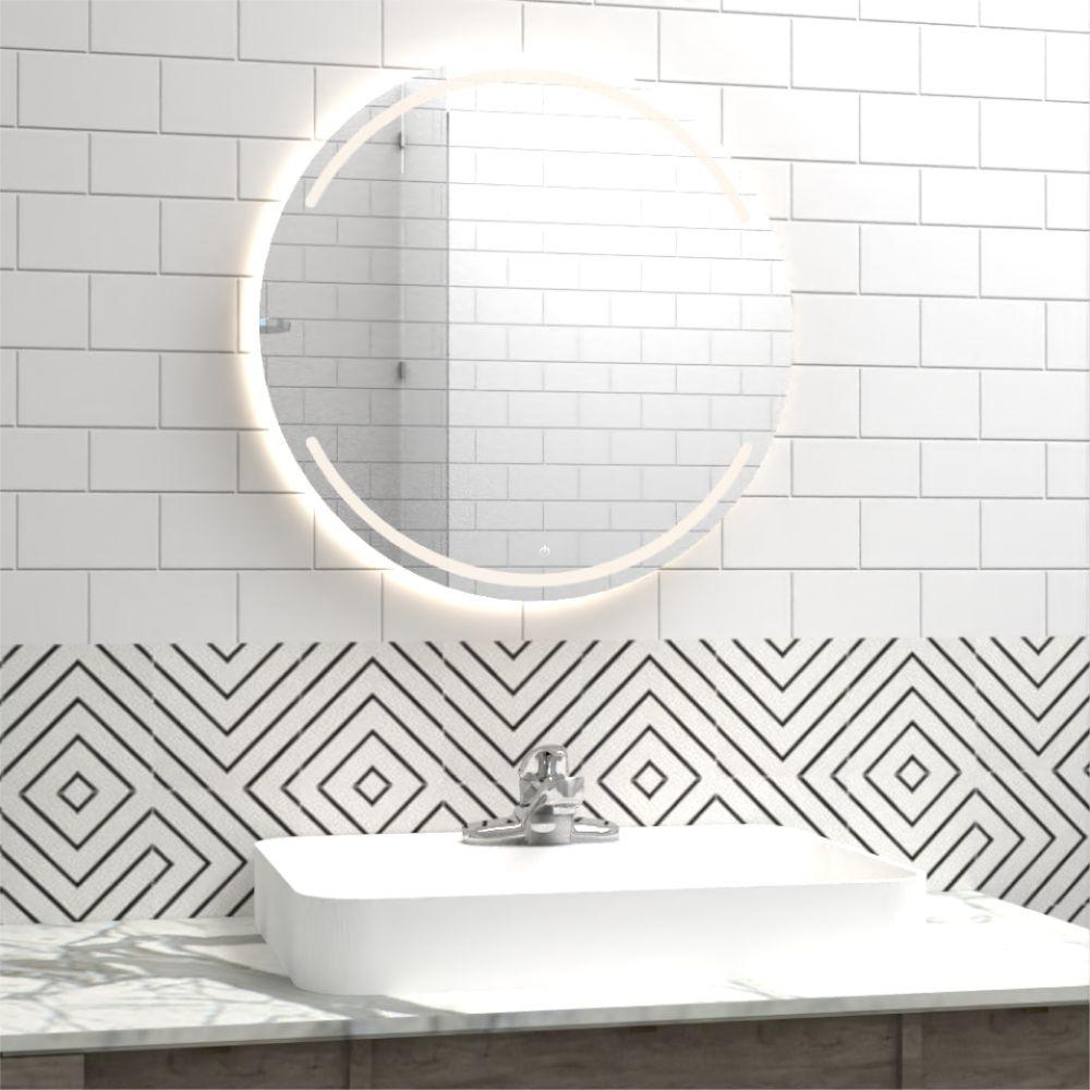 ESPEJO CIRCULAR DALLAS, GRIS, CON LUZ LED - SENSOR