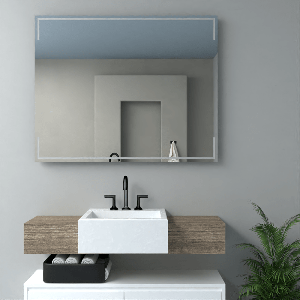 ESPEJO RECTANGULAR TERRANOVA, GRIS, DISEÑO MODERNO