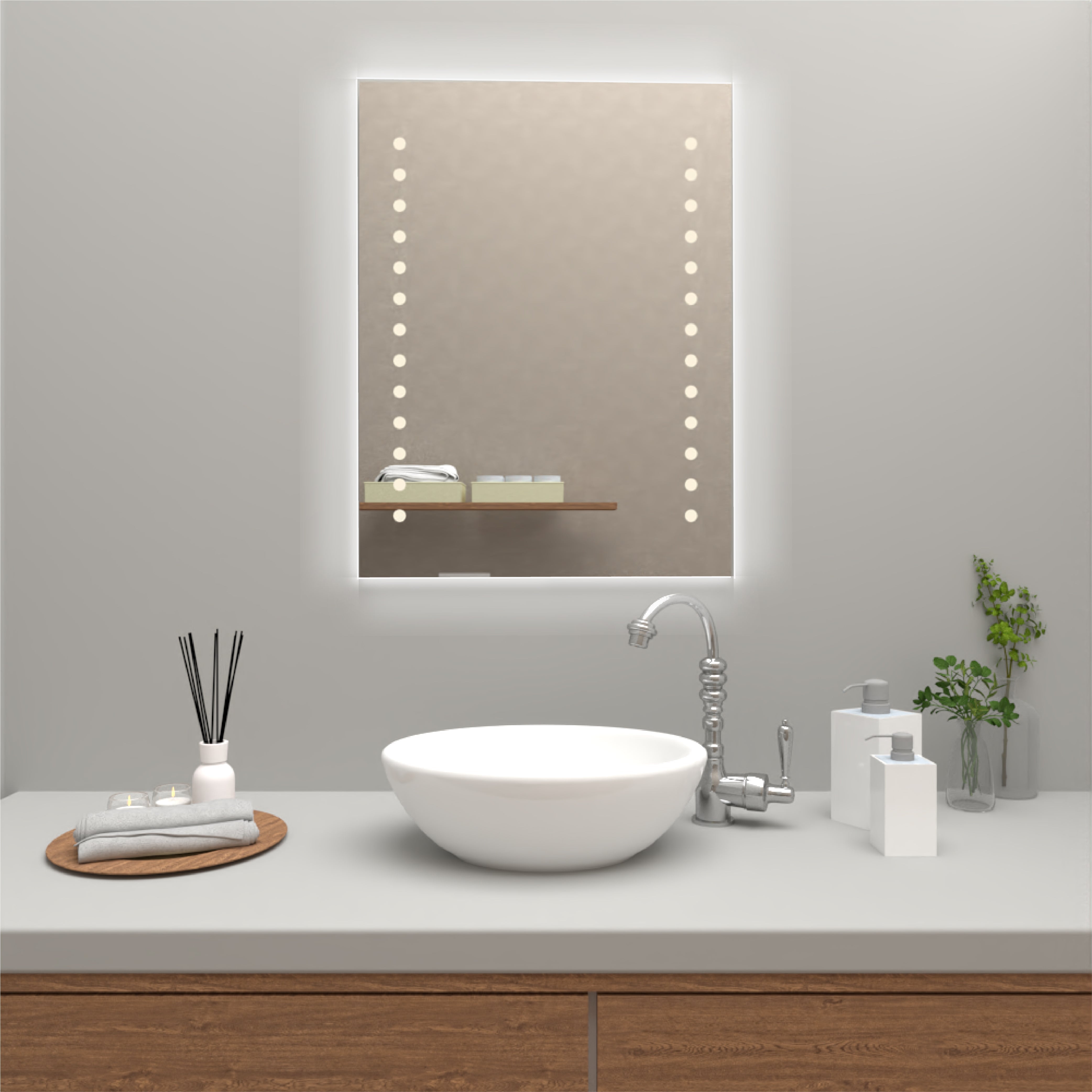 ESPEJO RECTANGULAR TROY, CON LUZ LED
