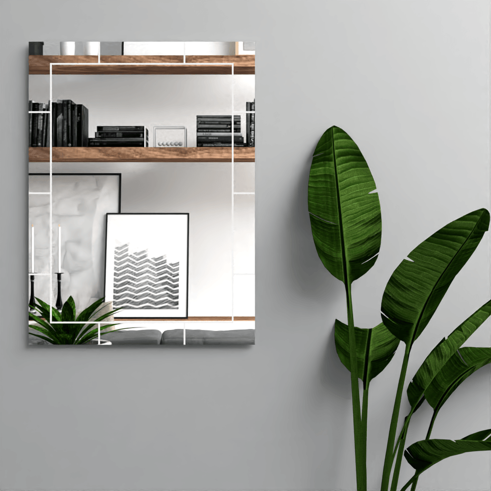 ESPEJO RECTANGULAR TURIN, CON DISEÑO EN SANDBLASTING