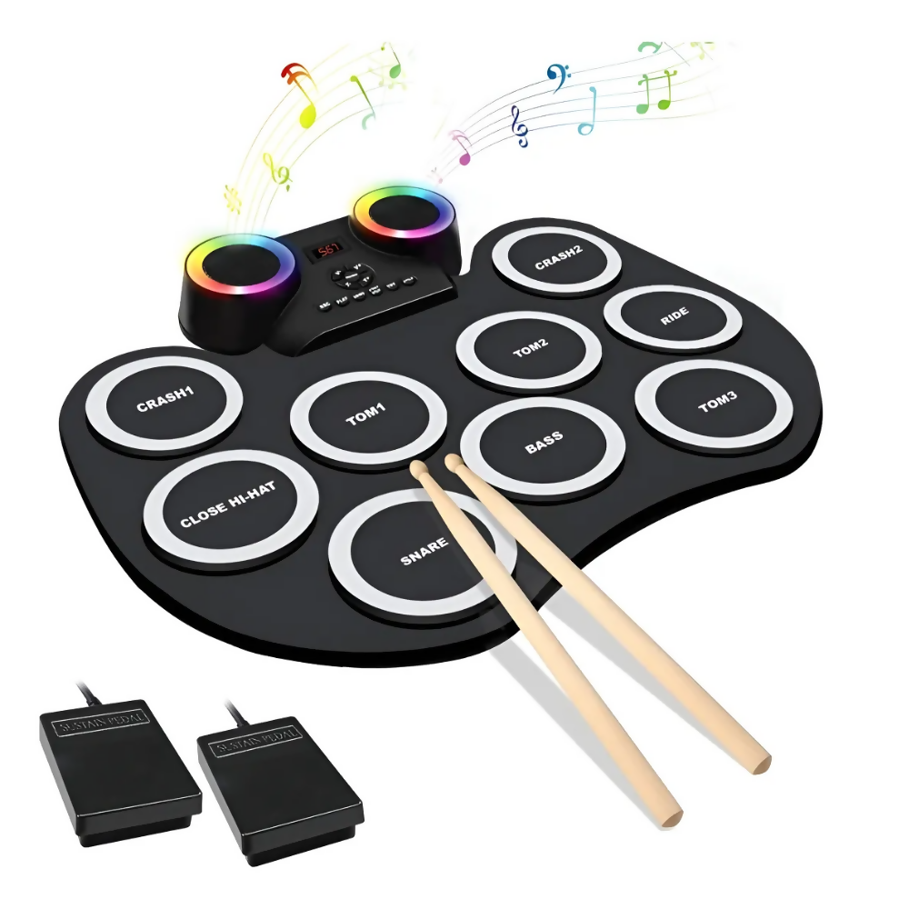 BATERÍA ELECTRÓNICA DE MESA DIGITAL DRUM LED BLUETOOTH