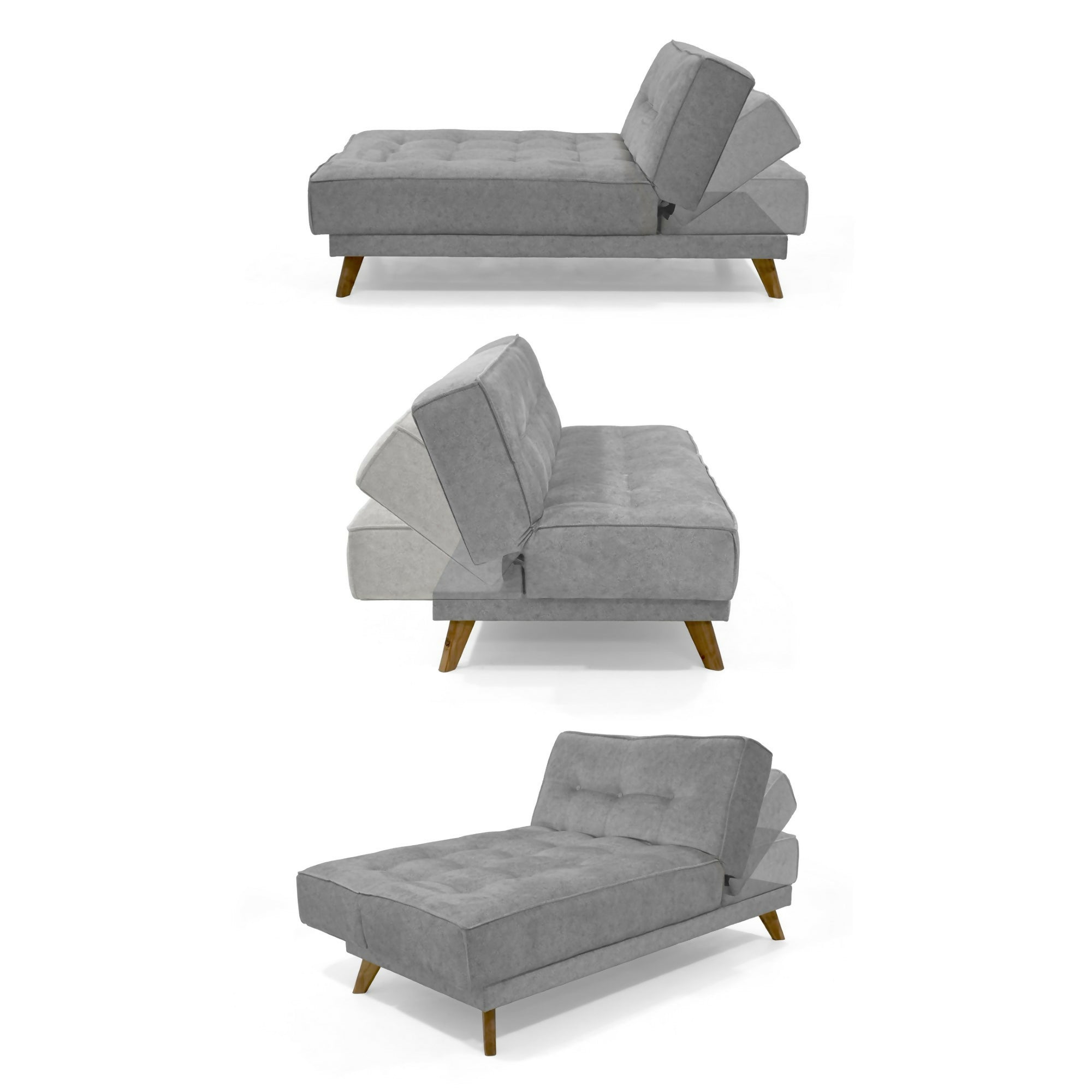 SOFA CAMA PETRA 177X89X83 RECLINABLE EN 5 POSICIONES TELA GRIS
