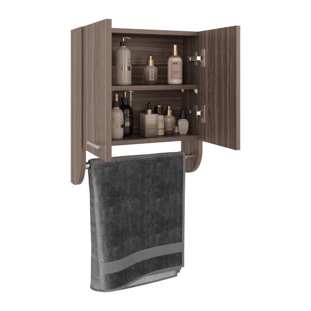 Gabinete de Baño Lupek, Avellana, Con tubo y manija metálicas