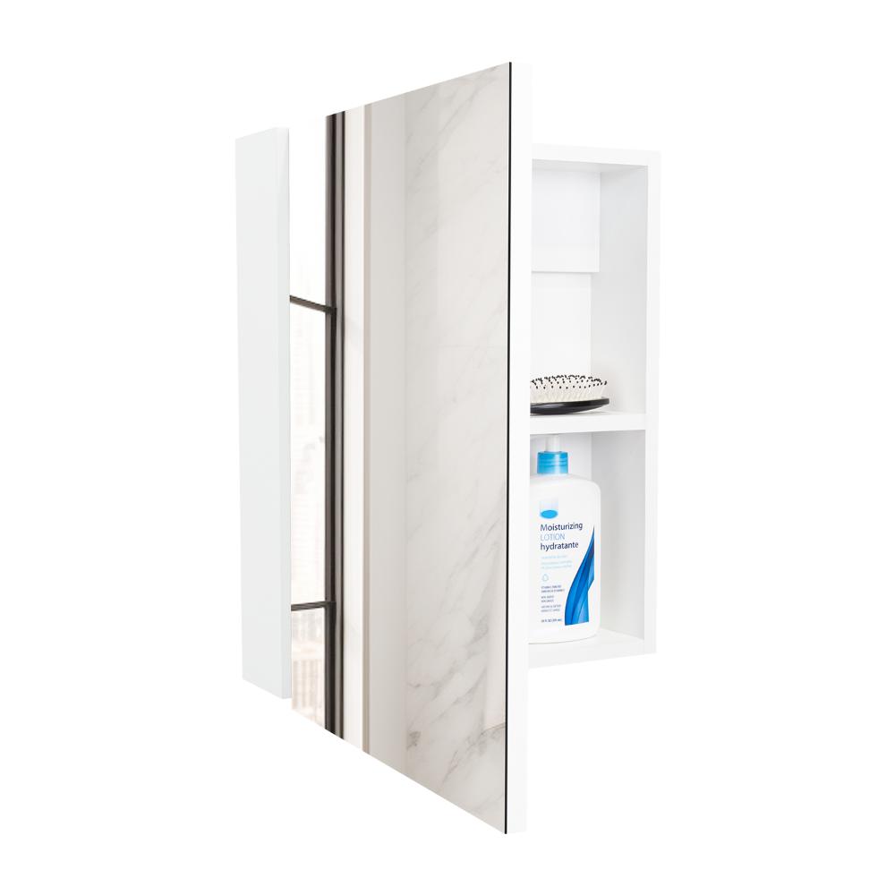 GABINETE DE BAÑO PÉRSICO, BLANCO, CON PUERTA ESPEJO Y DOS ENTREPAÑOS PARA UBICAR OBJETOS
