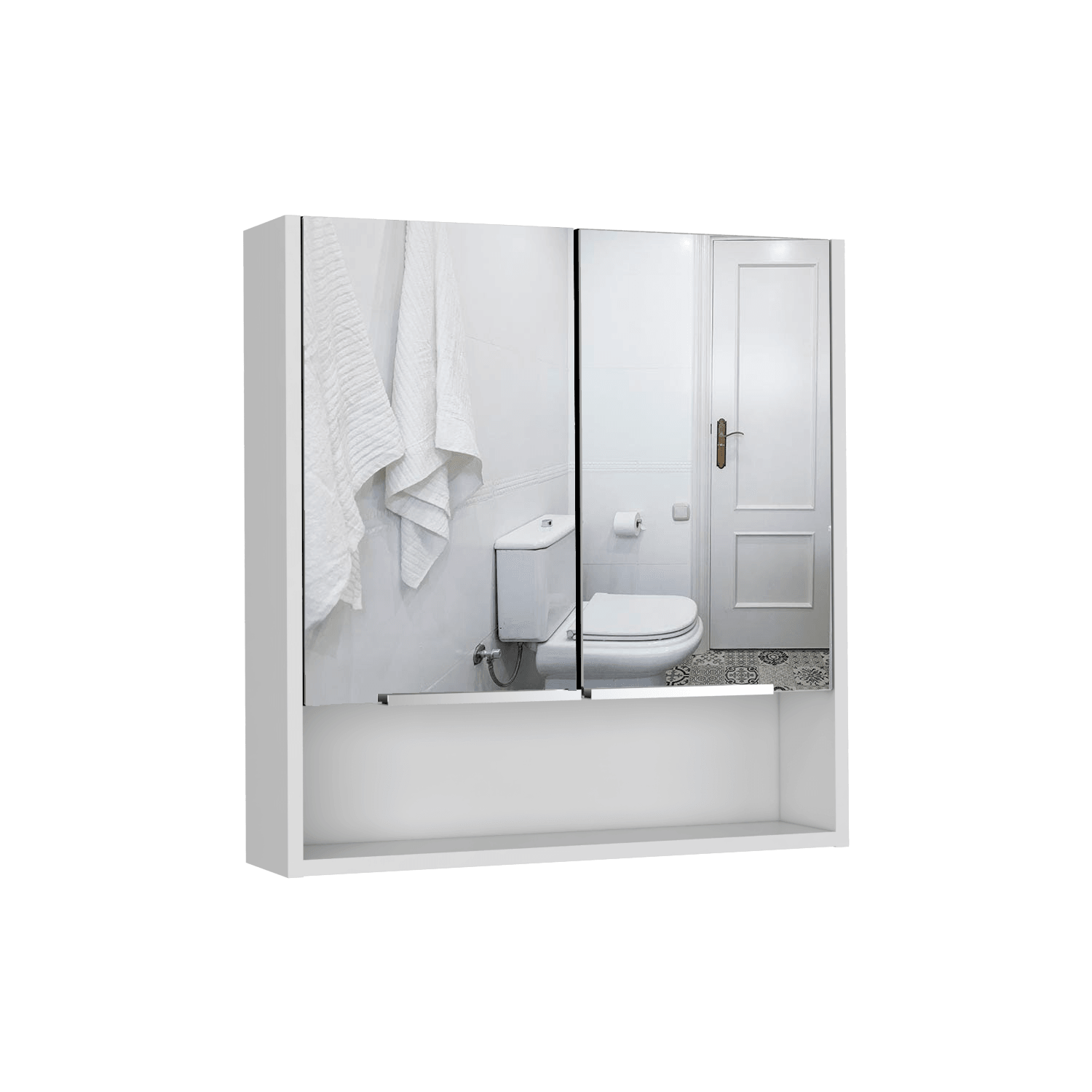 GABINETE DE BAÑO RAWANA, BLANCO, INCLUYE ESPEJO Y ENTREPAÑOS PARA GUARDAR OBJETOS DE ASEO  ZF