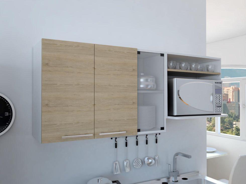 GABINETE SUPERIOR VILTEX, BEIGE Y BLANCO, INCLUYE LOCERO Y PORTAVASOS