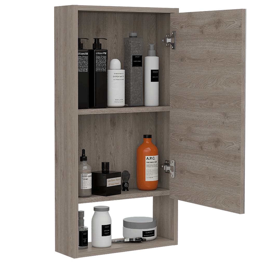 GABINETE DE BAÑO MERÍN, HUMO, CON ESPEJO Y TRES ENTREPAÑOS  ZF