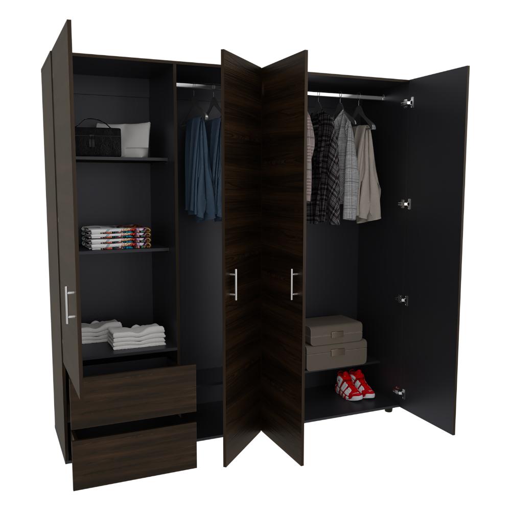 CLOSET LIGHT 200, NOGAL Y WENGUE, CON AMPLIOS ESPACIOS DE ALMACENAMIENTO