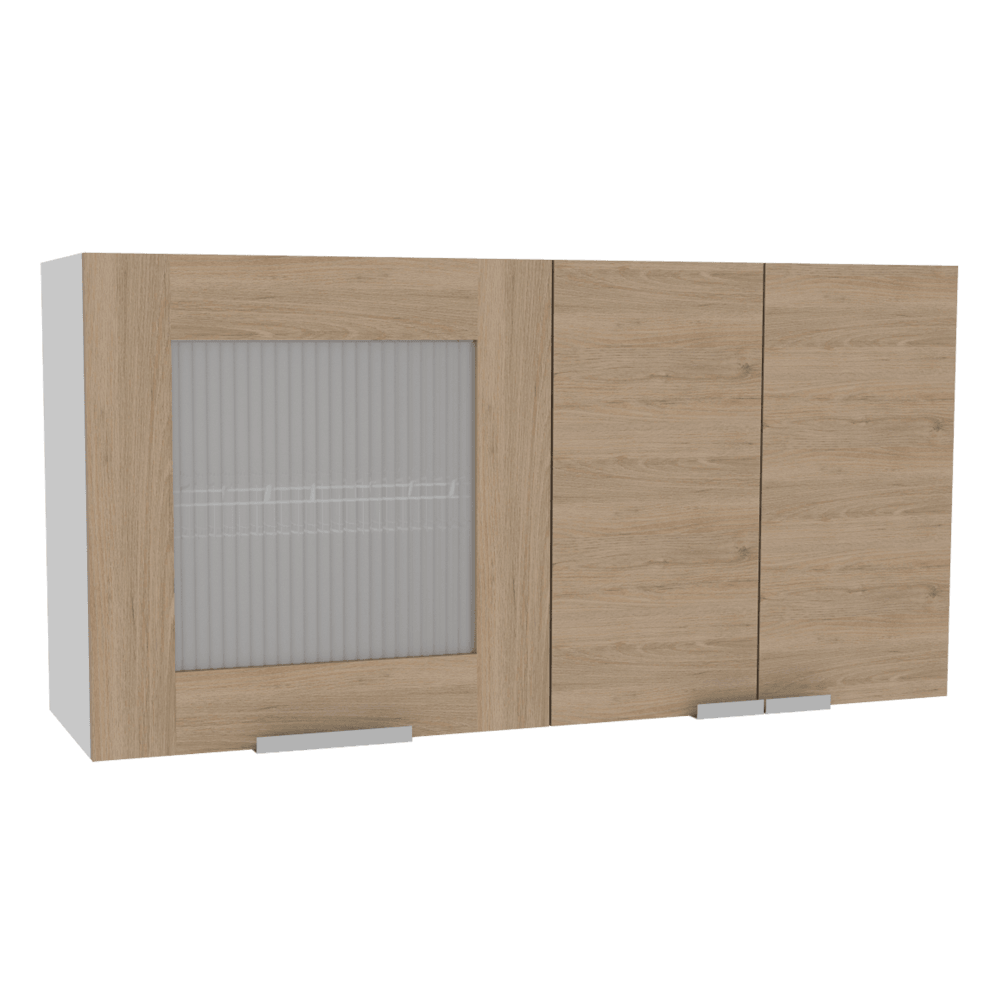 GABINETE SUPERIOR DIAMANTE, BEIGE Y BLANCO, CON TRES PUERTAS ABATIBLES