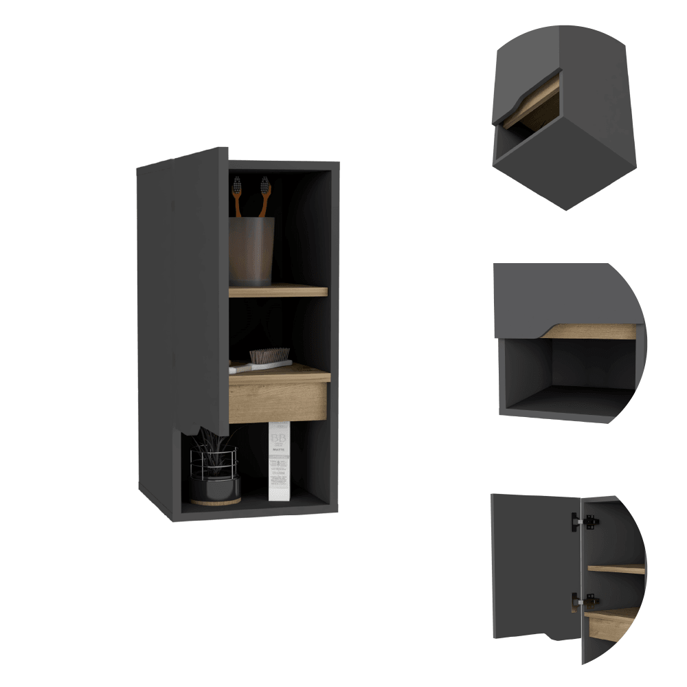 GABINETE DE BAÑO APOLIS, PLATA OSCURO Y CAFÉ CLARO, CON ESPACIO PARA GUARDAR OBJETOS DE ASEO PERSONAL