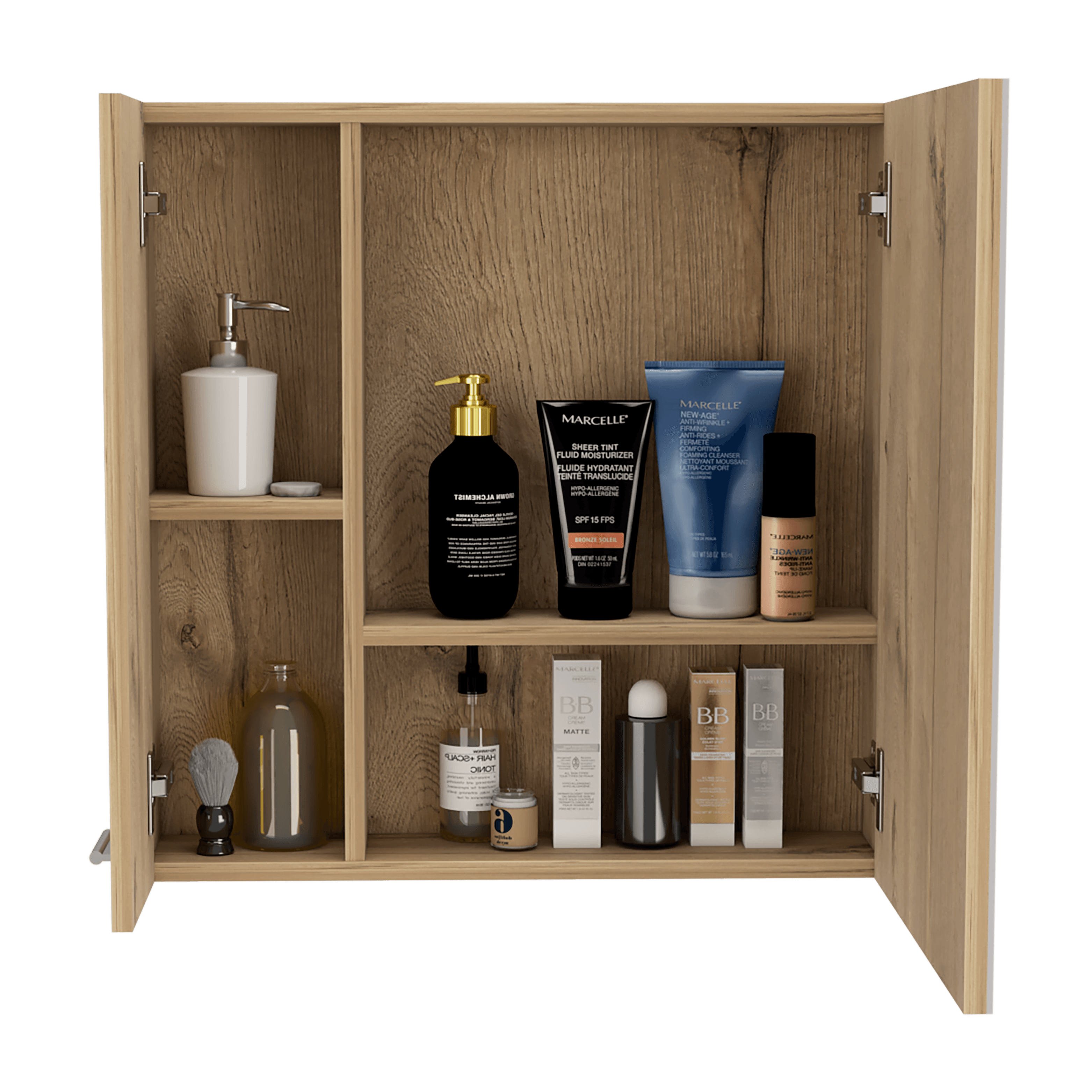 GABINETE DE BAÑO DEPP, CAFÉ CLARO, CON PUERTA ESPEJO Y DOS ENTREPAÑOS  ZF