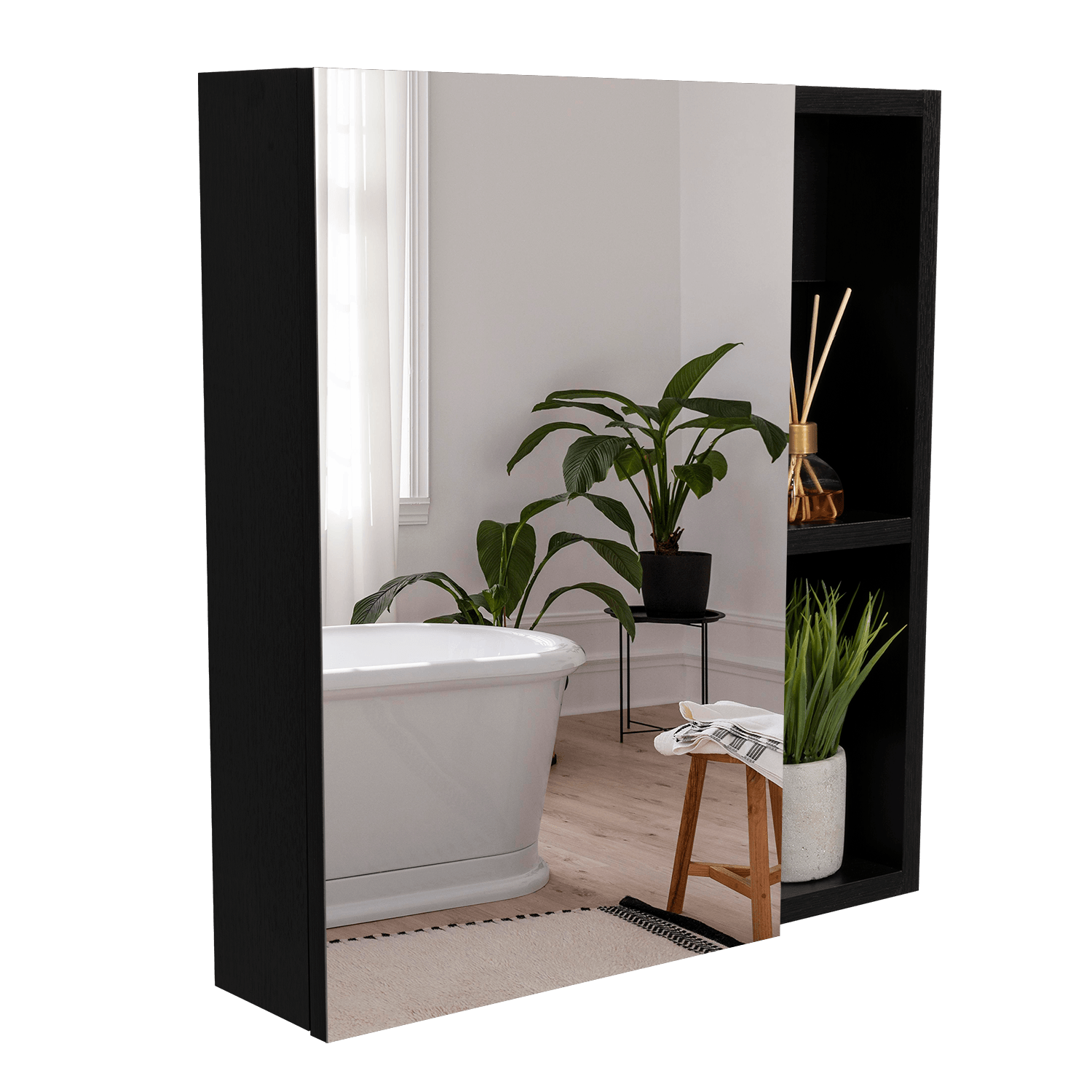 GABINETE DE BAÑO LABELL, WENGUE, CON PUERTA Y ENTREPAÑOS