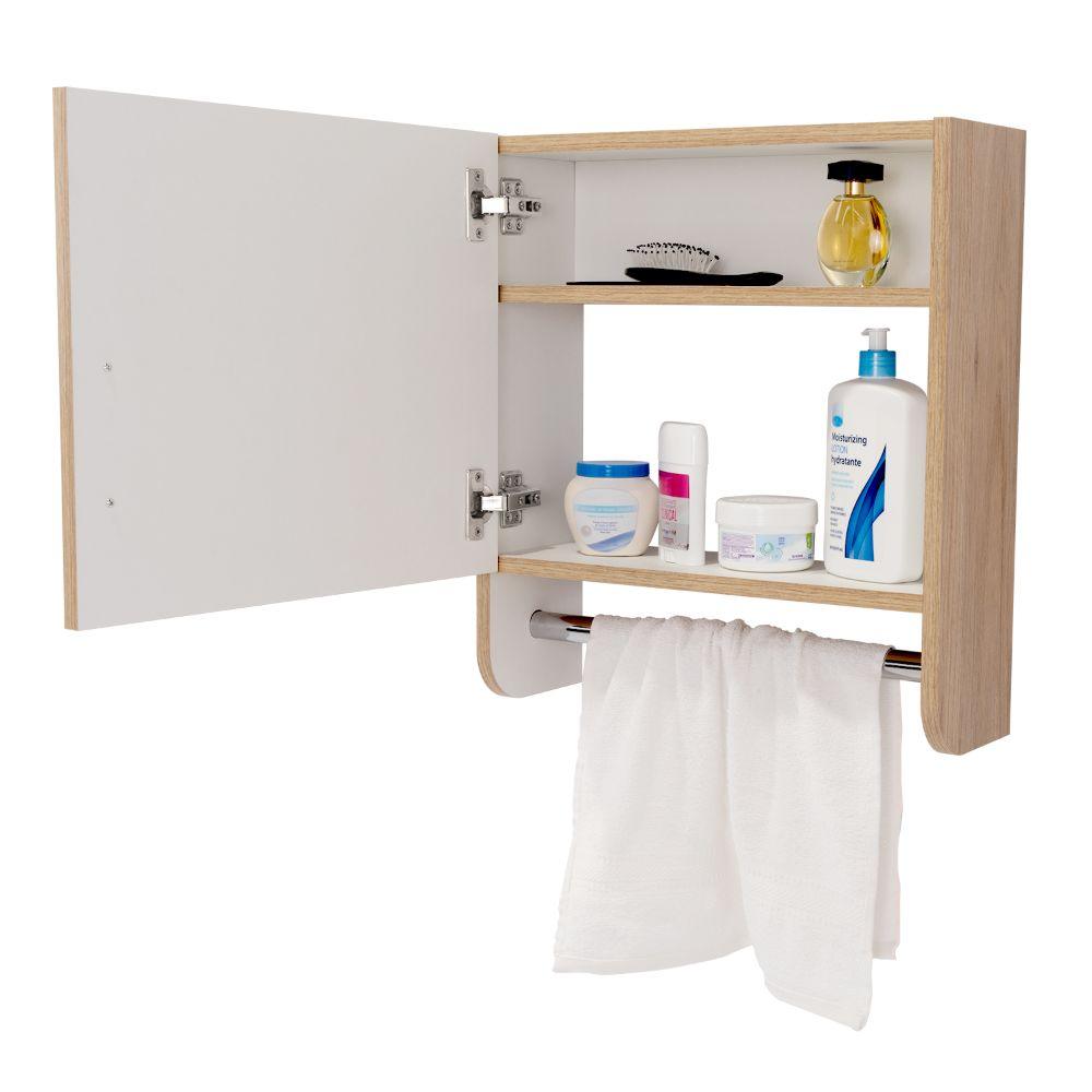 GABINETE DE BAÑO AQUA, BEIGE Y BLANCO, INCLUYE ESPEJO