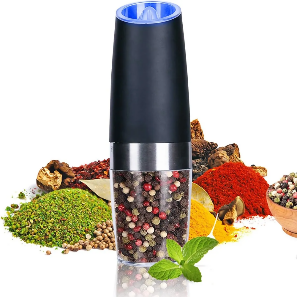 MOLINO ELÉCTRICO TECNOHOGARJS SAL PIMIENTA GRAVEDAD LED NEGRO CERÁMICA AJUSTABLE