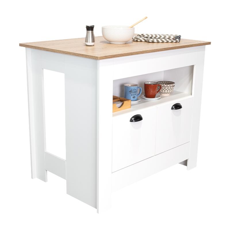 BARRA DE COCINA ARLET, BLANCO Y MACADAMIA, CON AMPLIOS ESPACIOS DE ALMACENAMIENTO ZF