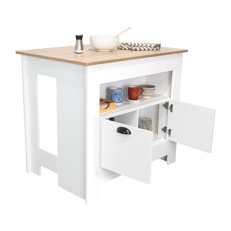 BARRA DE COCINA ARLET, BLANCO Y MACADAMIA, CON AMPLIOS ESPACIOS DE ALMACENAMIENTO ZF