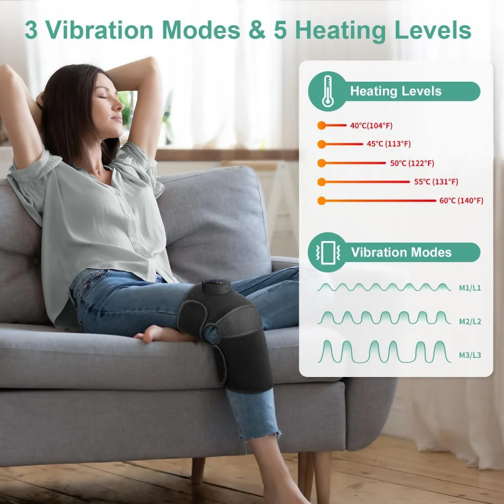 MASAJEADOR RODILLERA ELÉCTRICO CON CALEFACCIÓN 5 NIVELES NEOPRENO NEGRO