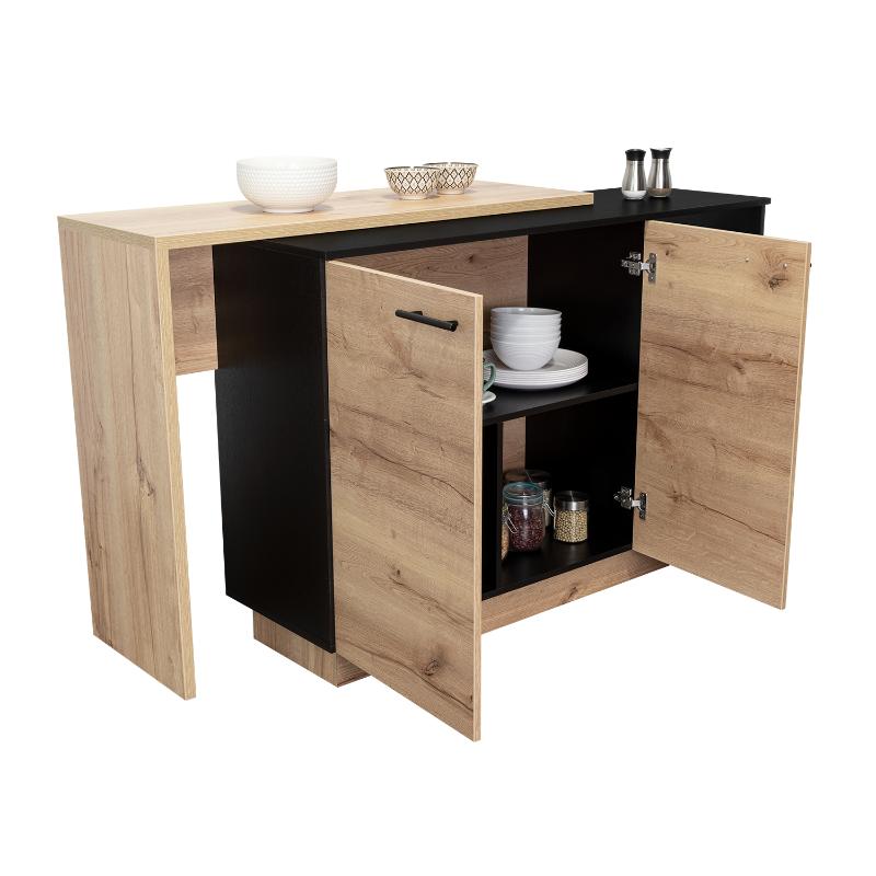 BARRA DE COCINA ERIS, CAFÉ CLARO Y WENGUE, CON DOS PUERTAS BATIENTES