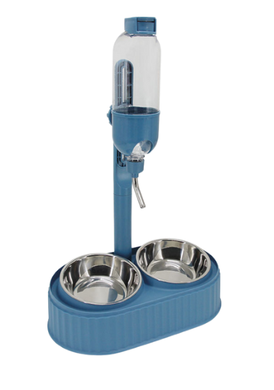 DISPENSADOR AZUL DE AGUA TIPO VARILLA DE PROTECCIÓN PARA EL CUELLO DE MASCOTAS (TAZÓN DOBLE) 750 ML